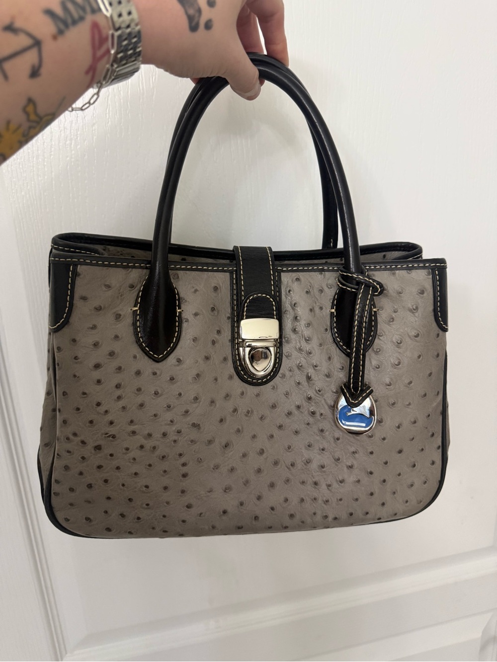 Vintage DOONEY & BOURKE Ostrich Embossed Leather Bag
